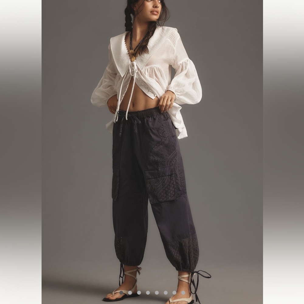 Anthropologie Pilcro Eyelet Parachute Pants New